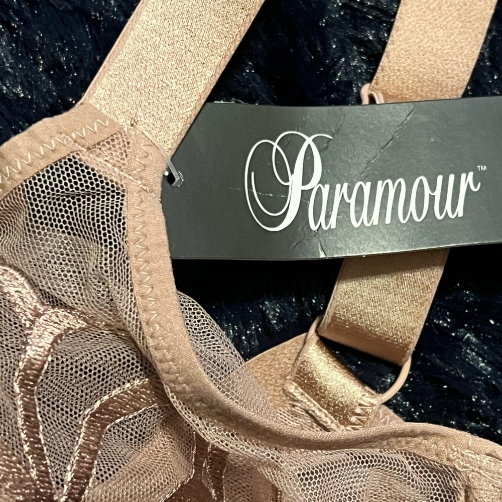 NWT Felina Paramour Lotus Embroidered Unlined Bra | Ultra-Light - Rose Tan 34G - Picture 3 of 13